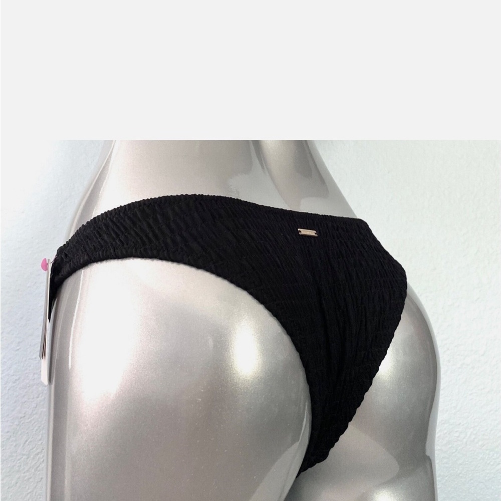 Victorias Secret Nwt Black Smocked Sexy Low Rise Itsy Swim Bikini Bottom